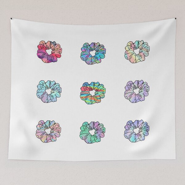 Item preview, Set Of 9 VSCO Trippy Hippie Holographic Hair Scrunchies designed and sold by EpicCreation.