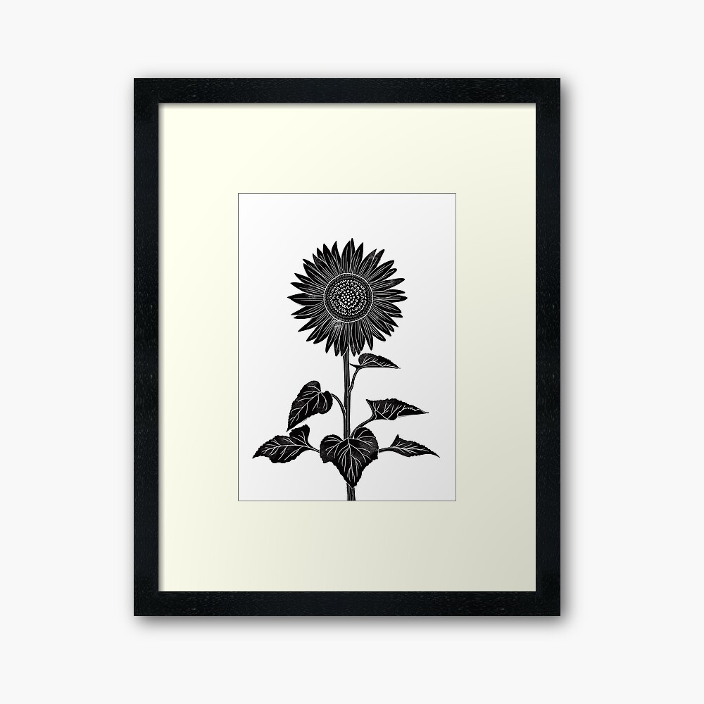 Sunflower Linoleum Block Print  Art Board Print for Sale by BritW1509