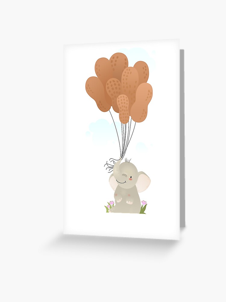 Carte De Vœux Bebe Elephant De Cirque Avec Des Ballons Par Lace N Lili Redbubble