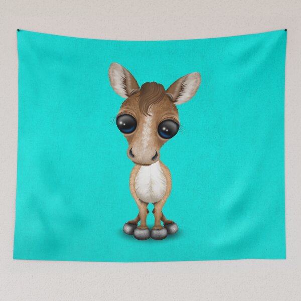 Item preview, Cute Brown Pony on Blue designed and sold by JeffBartels.