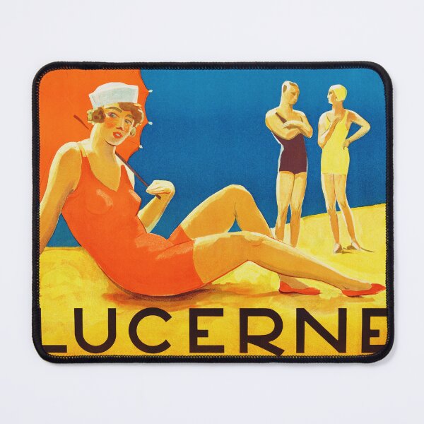 Item preview, LUCERNE BEACH Central Switzerland 1929 by Artist Otto Landolt Vintage Travel Tourism Poster designed and sold by retroposters.