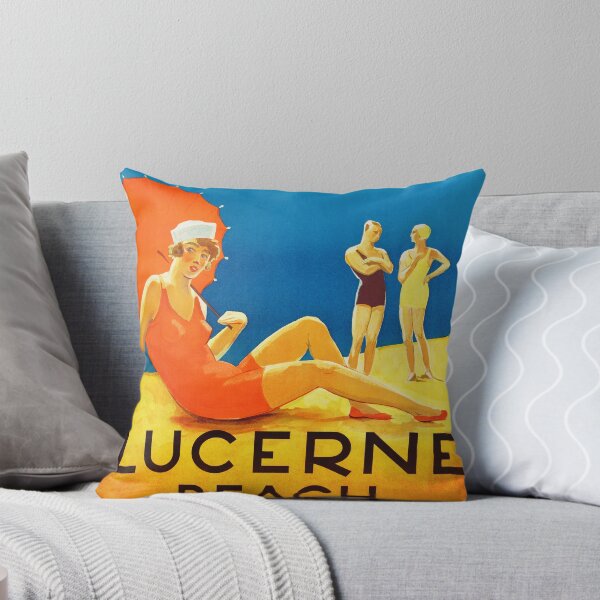 Item preview, LUCERNE BEACH Central Switzerland 1929 by Artist Otto Landolt Vintage Travel Tourism Poster designed and sold by retroposters.