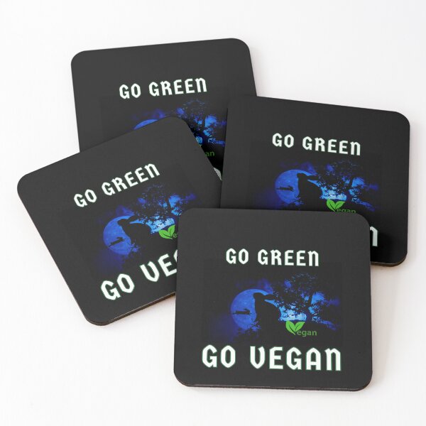 Item preview, Go Green Go Vegan Blue Sunset - Green Typography designed and sold by SBWorld.
