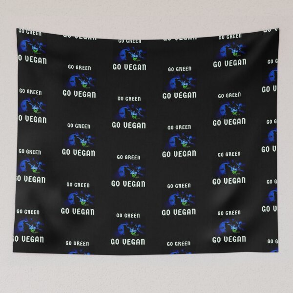 Item preview, Go Green Go Vegan Blue Sunset - Green Typography designed and sold by SBWorld.