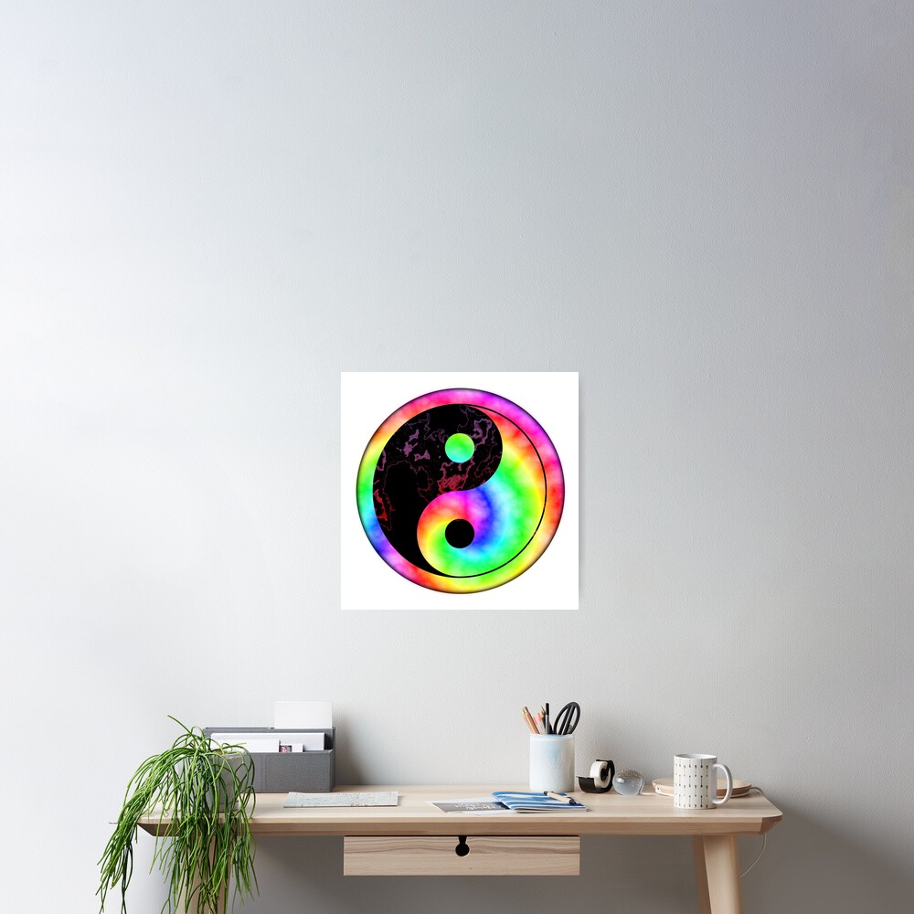 Rainbow Spiral Yin Yang Poster For Sale By Yarddawg Redbubble