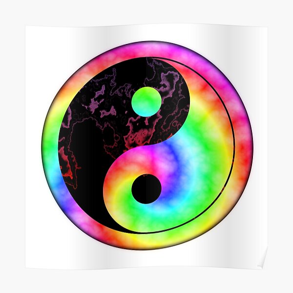 Rainbow Spiral Yin Yang Poster