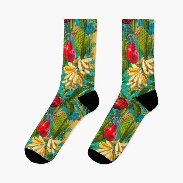 Item preview, Trendy banana floral leaves and fruits tropical pattern, botanical illustration, plants pattern, turquoise floral illustration  designed and sold by ZeinabTaha.