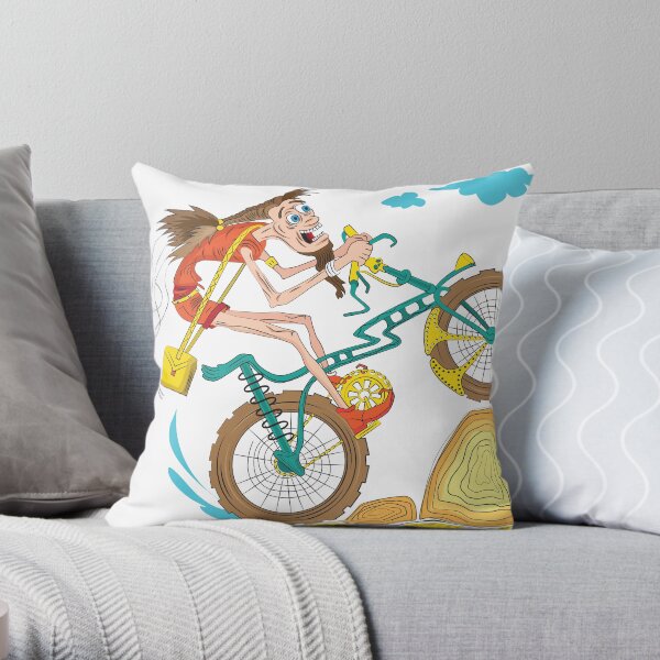 Crazy Cyclist Throw Pillow