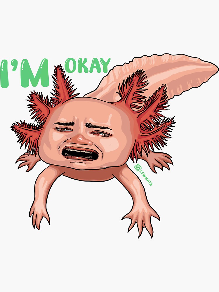 "Funny Axolotl Face Filter Crying Sad Face" Sticker for Sale by
