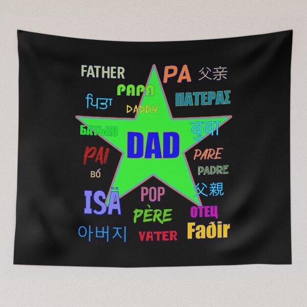 Item preview, Papa Daddy Dad Father Many Languages Light Green Color Star designed and sold by artfulnotebook.