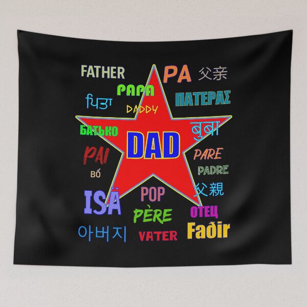 Item preview, Father Many Languages Red Color Star Polyglot Dad designed and sold by artfulnotebook.