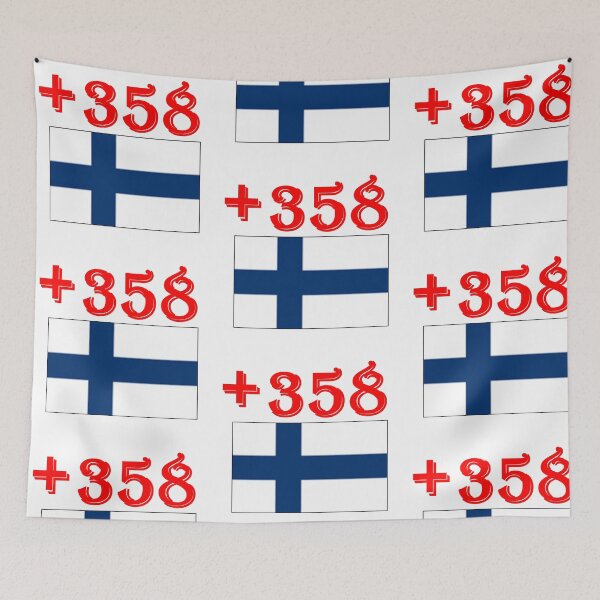 Item preview, Finland Helsinki International Telephone Code Flag designed and sold by MonArtisteSam.