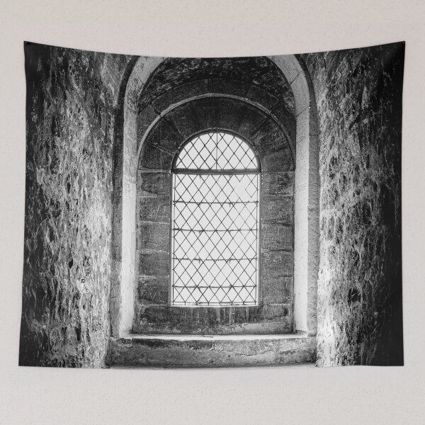 Item preview, Beautiful light shines through an old medieval window in black and white | London Travel Photography designed and sold by Diana van Neck.