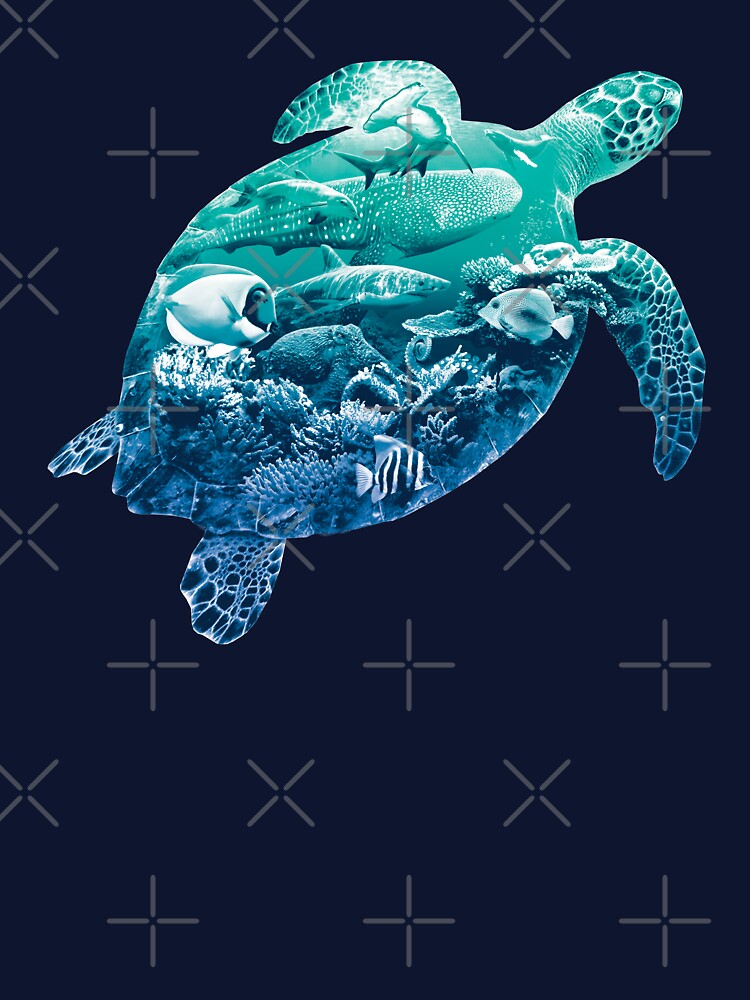 Thumbnail 7 von 7, Classic T-Shirt, Ocean Life Meeresschildkröte designt und verkauft von designbydinny.