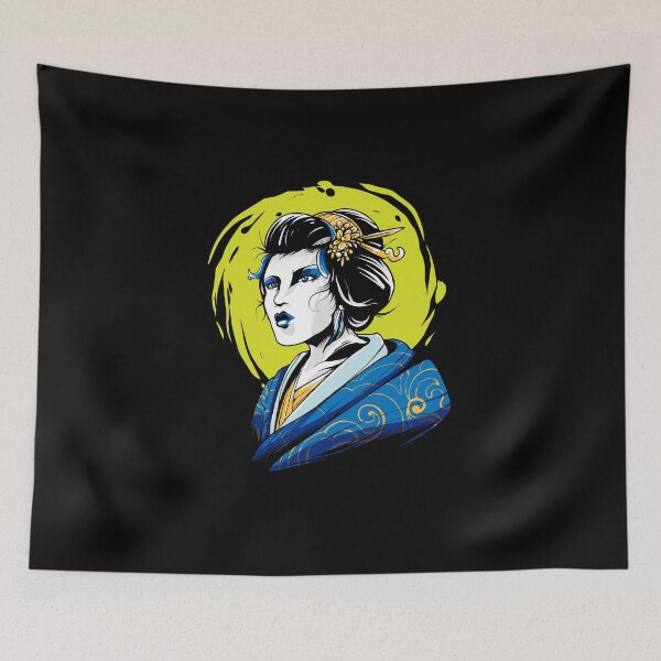 Item preview, Geisha Japanese Princess Blue Kimono designed and sold by BakaOutfit.