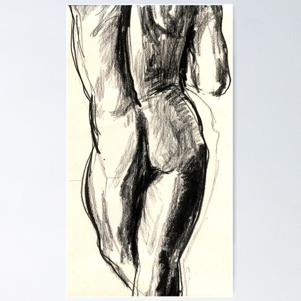 Item preview, Sketch in charcoal of a nude male model designed and sold by mklau.