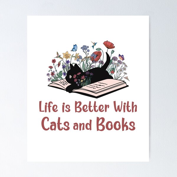 Item preview, Life is Better with Cats and Books designed and sold by HappyLifeCreate.