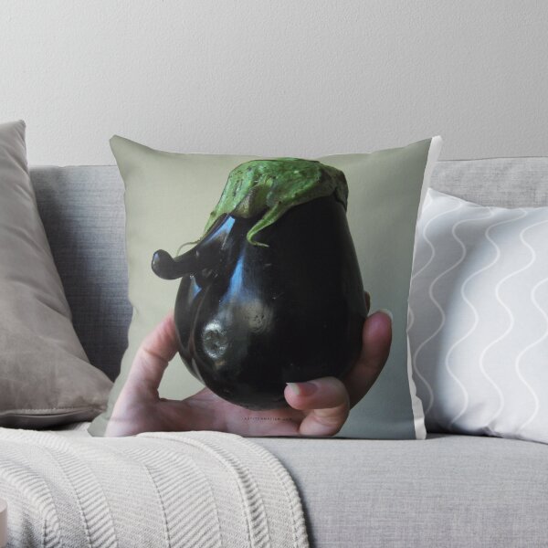 Of Veggie Weenies - Eggplant Throw Pillow