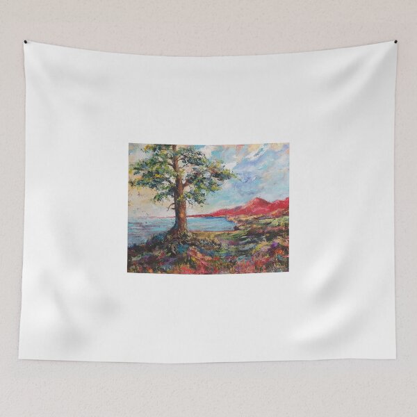 Item preview, Oil painting Landscape with red mountains designed and sold by MariDaniArt.