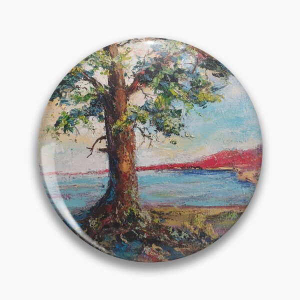 Item preview, Oil painting Landscape with red mountains designed and sold by MariDaniArt.