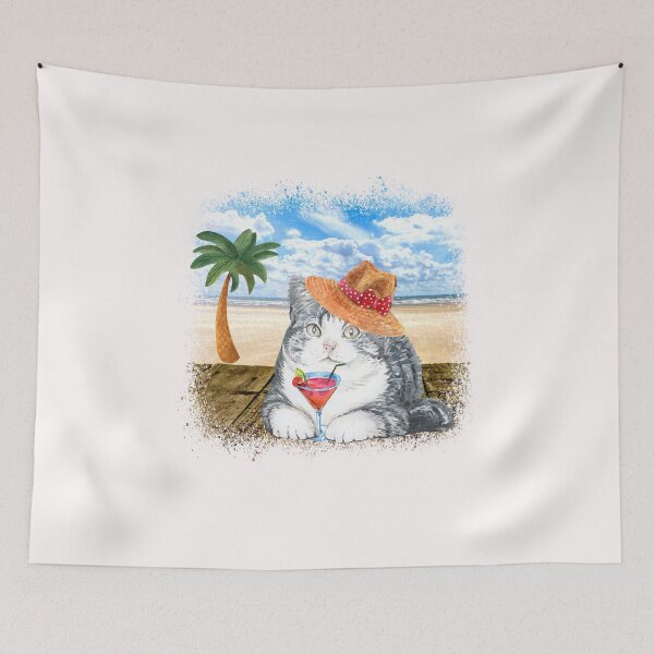 Item preview, Cat at Beach designed and sold by HappyLifeCreate.