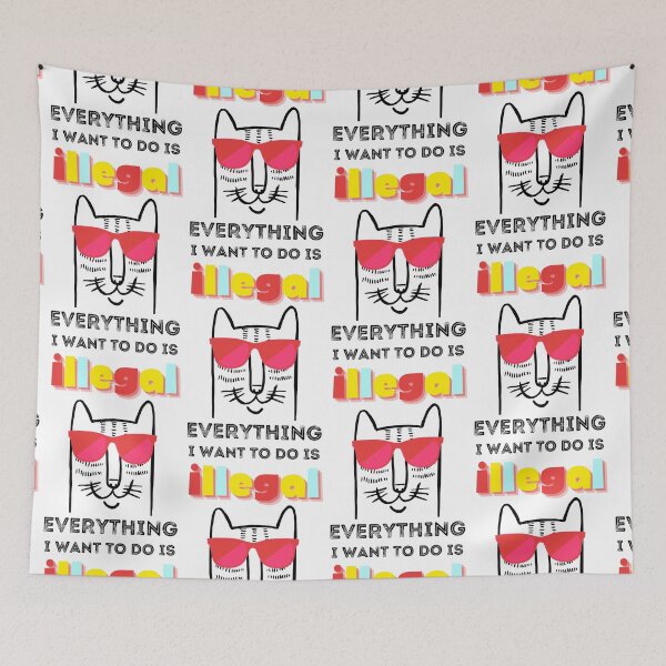 Item preview, Everything I Want To Do Is Illegal - Murphy - Murphism - Illegal, Immoral and Fattening, Cat wanted, funny smart cat with red glasses, meow designed and sold by zicutza.