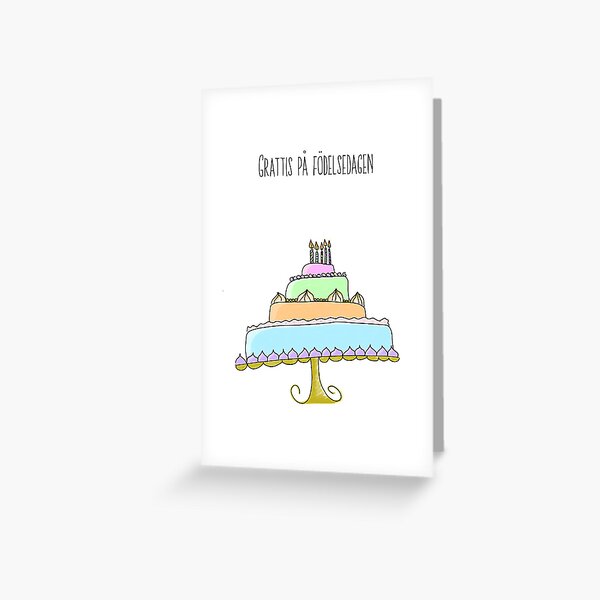 Item preview, Birthday card in Swedish with text in Swedish (födelsedagskort Grattis på födelsedagen) designed and sold by Pommallina.