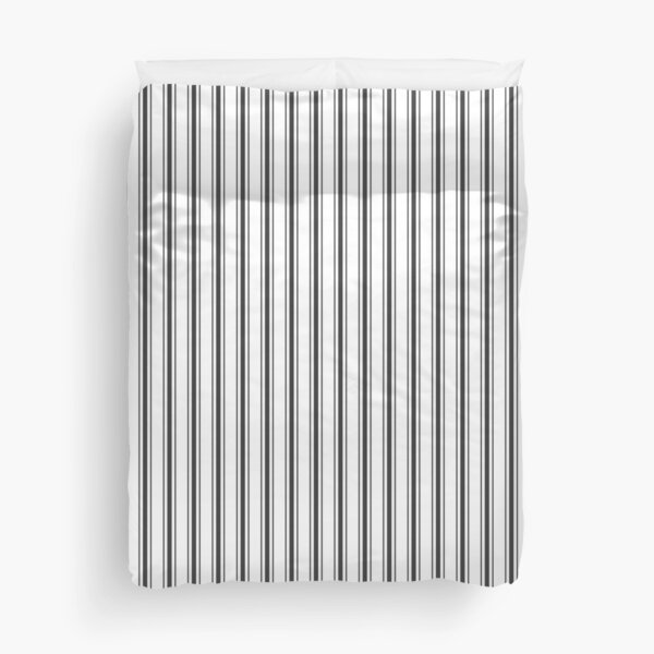 Mattress Ticking Wide Striped Pattern in Dark Black and White Duvet Cover