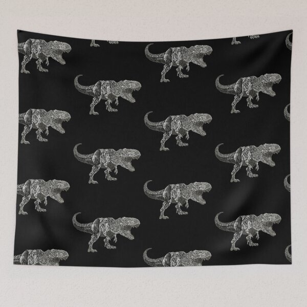 Item preview, Tyrannosaurus White on Black Ink Print designed and sold by katrinaroman.