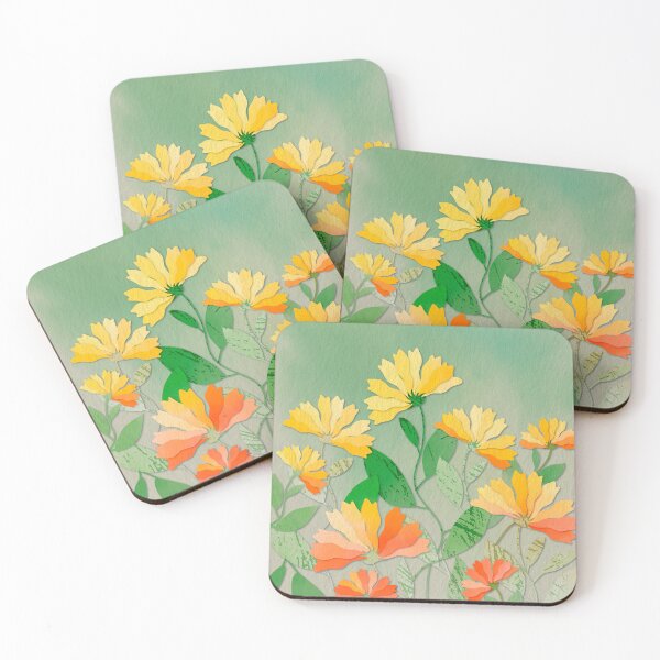 Item preview, yellow flowers on a green background designed and sold by Kosinskaya.