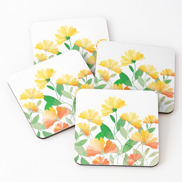 Item preview, yellow flowers on a white background designed and sold by Kosinskaya.