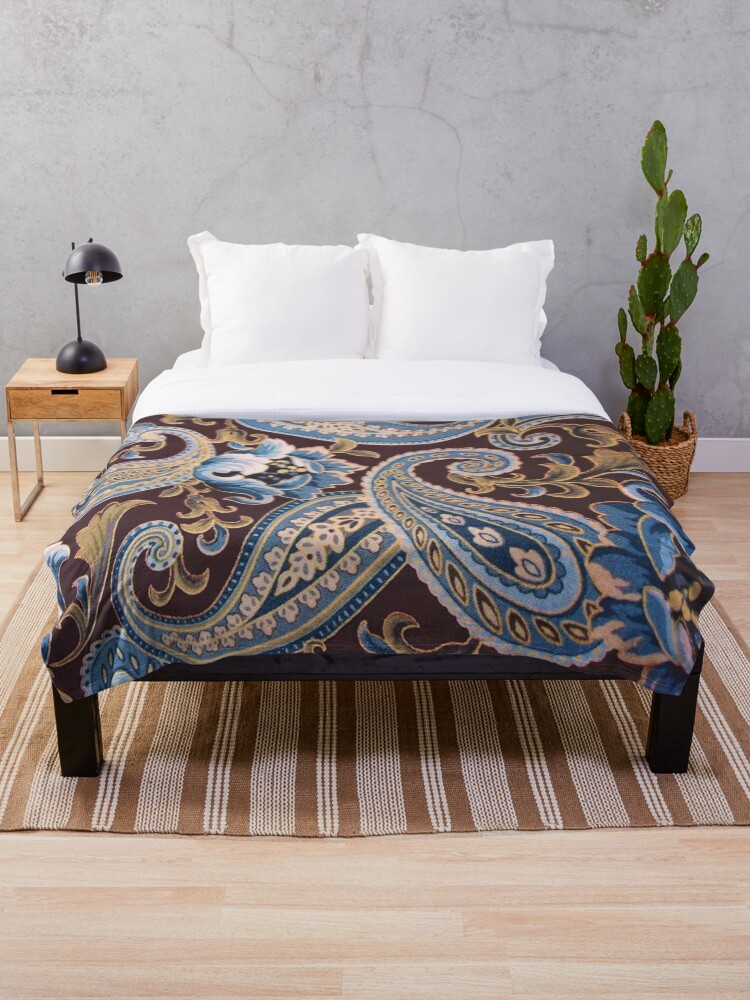 Blue paisley throw online blanket