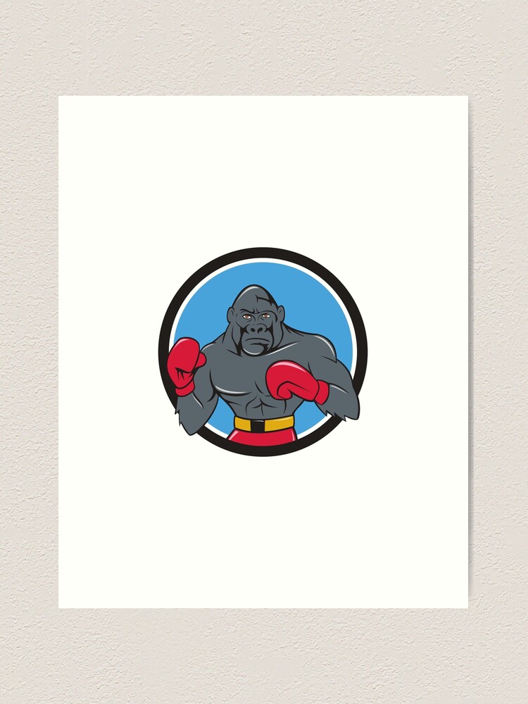 boxer chimp in the ring wearing boxing gloves. tattooed monkey. Gorilla  Sticker for Sale by Toto-Hello