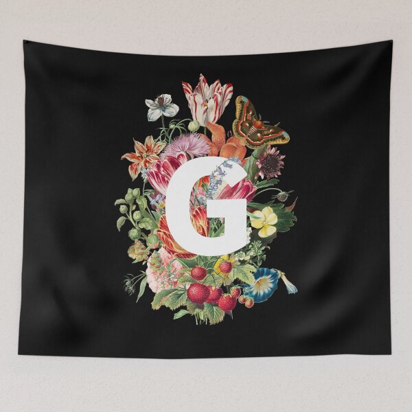 Item preview, Monogram Letter G with Baroque Flowers, Tulip, Strawberries, and Moth designed and sold by Trish Dish.