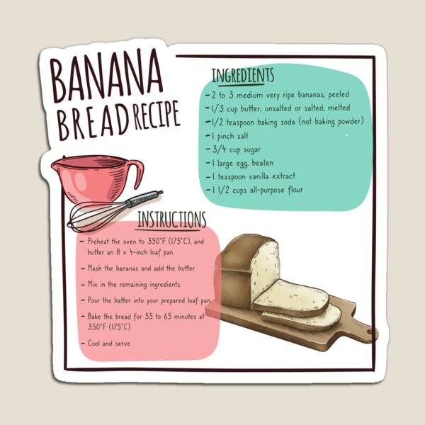 Item preview, banana bread recipe and ingredient food designed and sold by Qitchup.