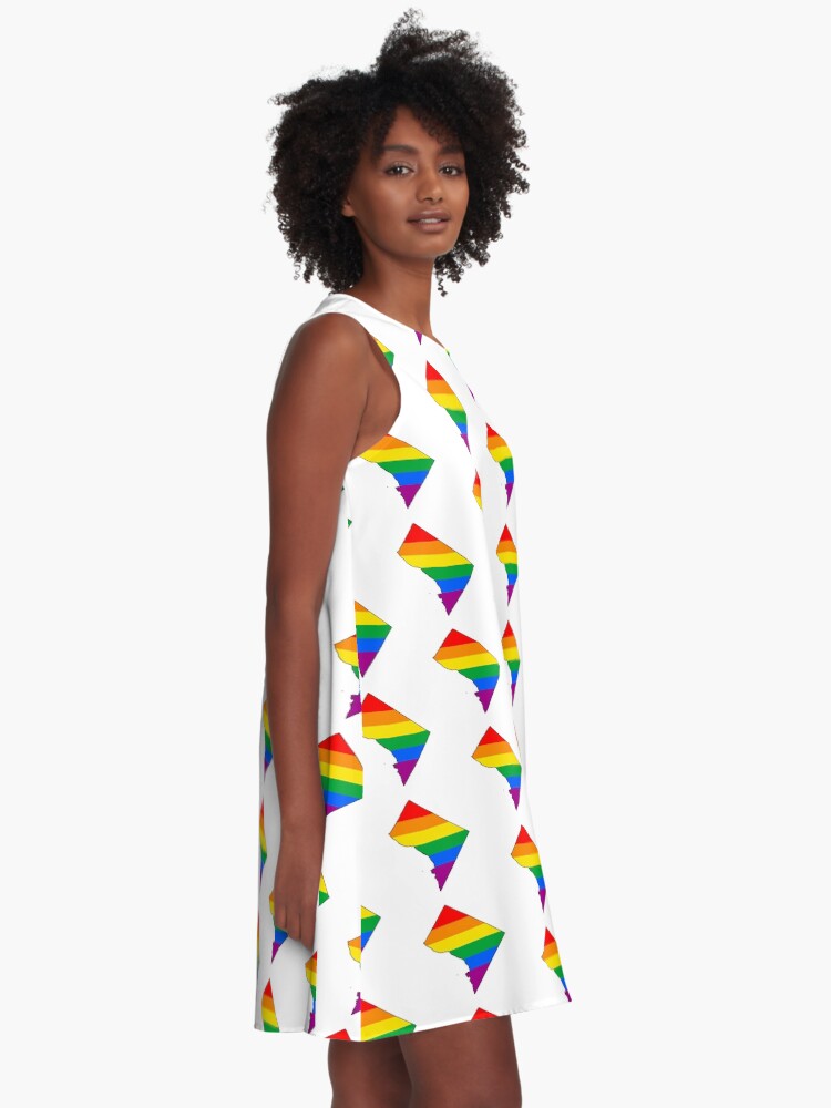 Thumbnail 2 of 4, A-Line Dress, DC Rainbow Pride designed and sold by Gayesthetic.