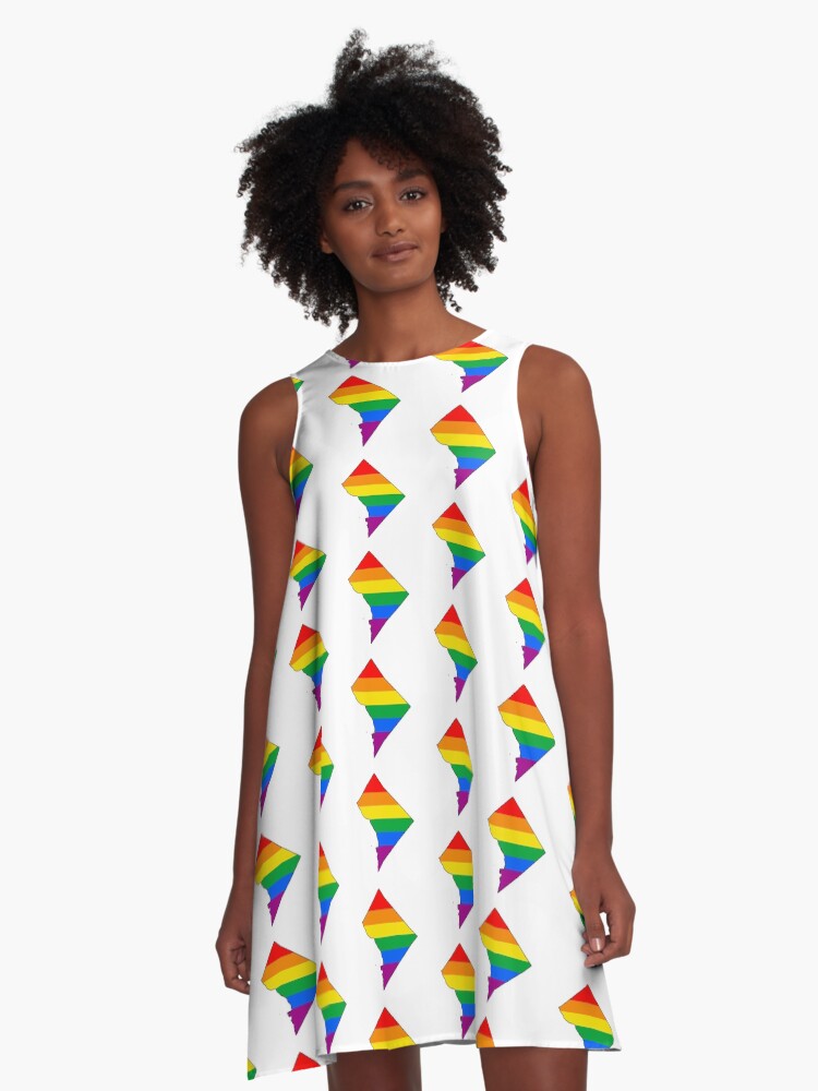 Thumbnail 1 of 4, A-Line Dress, DC Rainbow Pride designed and sold by Gayesthetic.