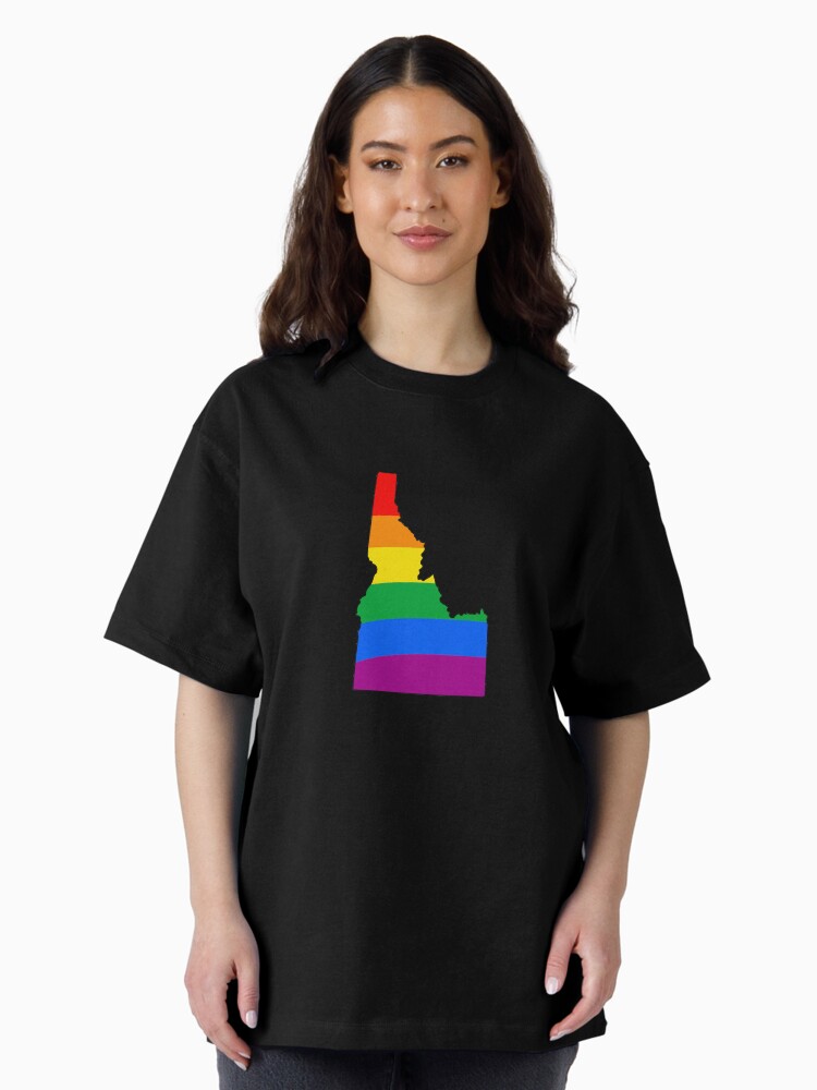 Thumbnail 1 of 7, Oversized T-Shirt, Idaho Rainbow Pride designed and sold by Gayesthetic.