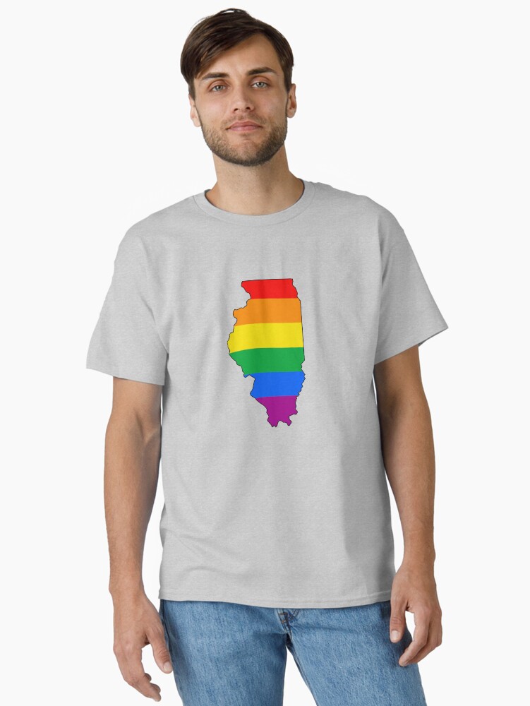 Thumbnail 2 of 7, Classic T-Shirt, Illinois Rainbow Pride designed and sold by Gayesthetic.