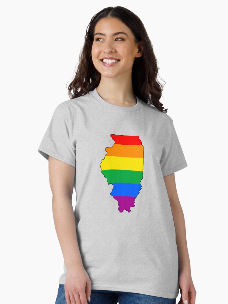 Thumbnail 1 of 7, Classic T-Shirt, Illinois Rainbow Pride designed and sold by Gayesthetic.