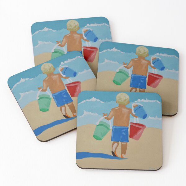 Item preview, Boy with sand pails designed and sold by CarrieSmithArt.