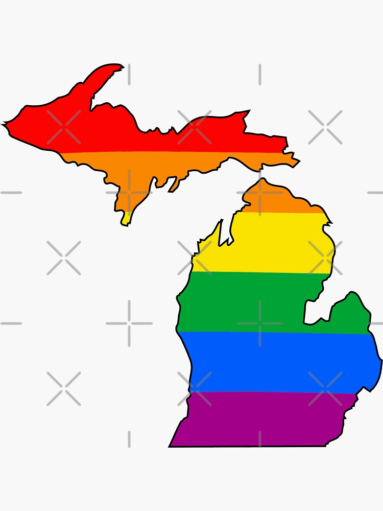 Thumbnail 3 of 3, Sticker, Michigan Rainbow Pride designed and sold by Gayesthetic.