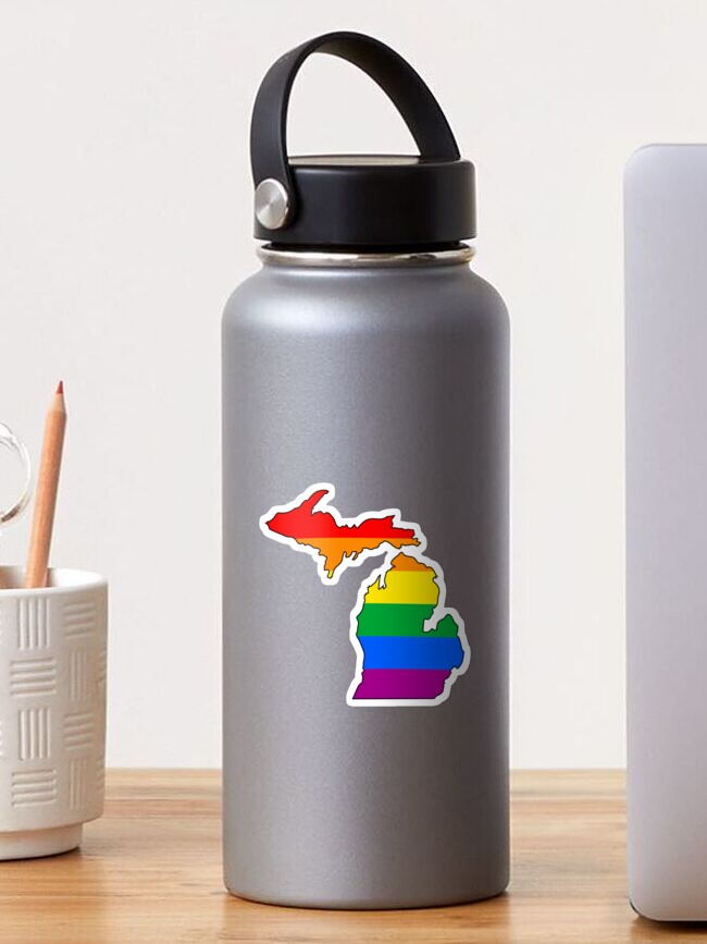 Thumbnail 1 of 3, Sticker, Michigan Rainbow Pride designed and sold by Gayesthetic.