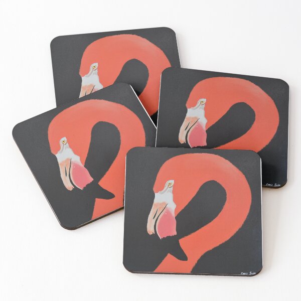 Item preview, flamingo on black designed and sold by CarrieSmithArt.