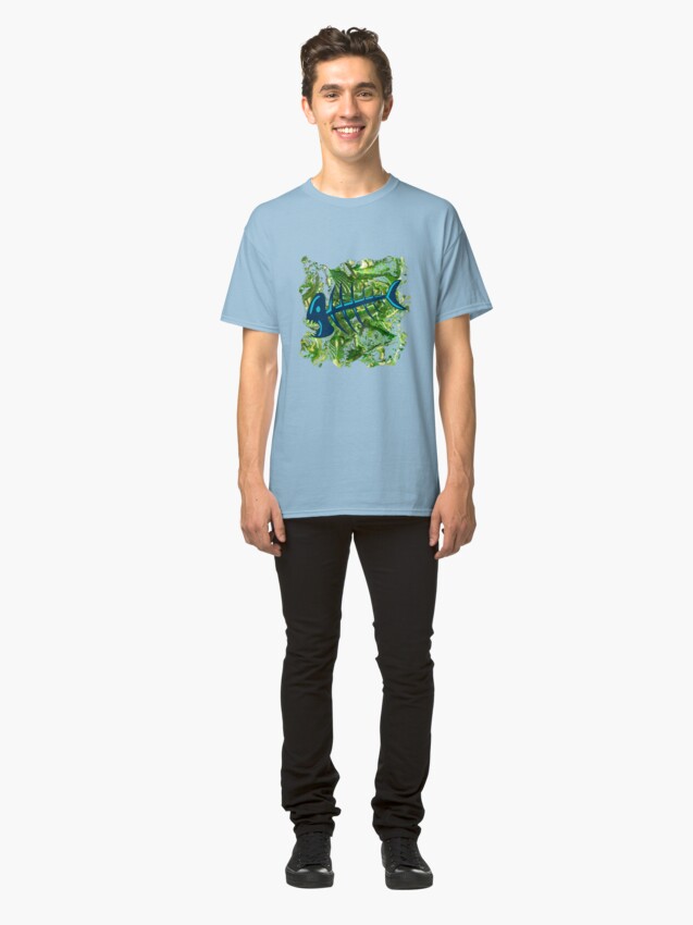 Alternate view of FISH SKELETON SWIRLING SEAS Classic T-Shirt