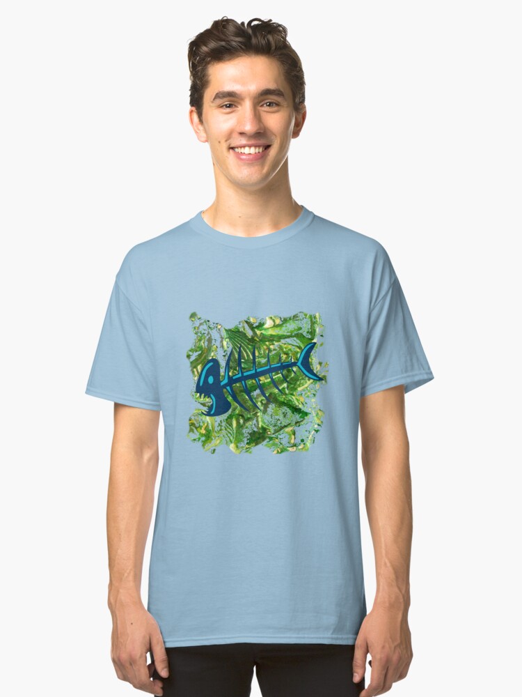 Alternate view of FISH SKELETON SWIRLING SEAS Classic T-Shirt