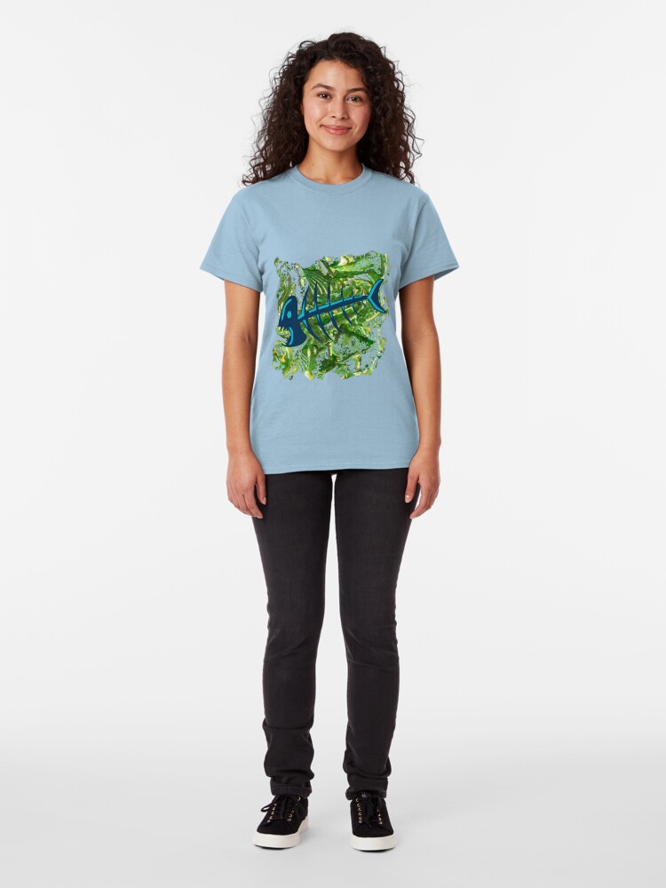 Alternate view of FISH SKELETON SWIRLING SEAS Classic T-Shirt