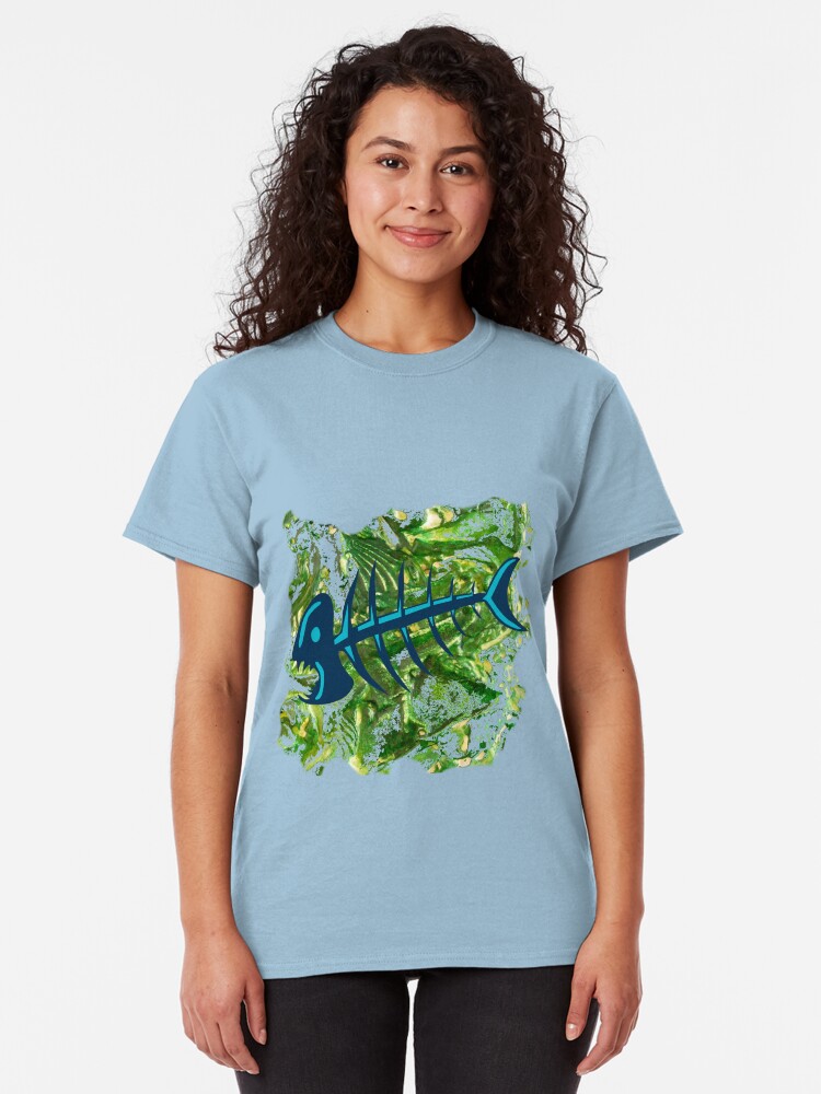 Alternate view of FISH SKELETON SWIRLING SEAS Classic T-Shirt