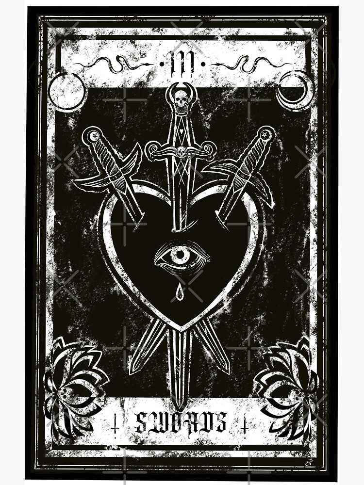 Three Of Swords Vintage Tarot Card Heart T-Shirt Three Of Swords Vintage Tarot Card Heart T-Shirt