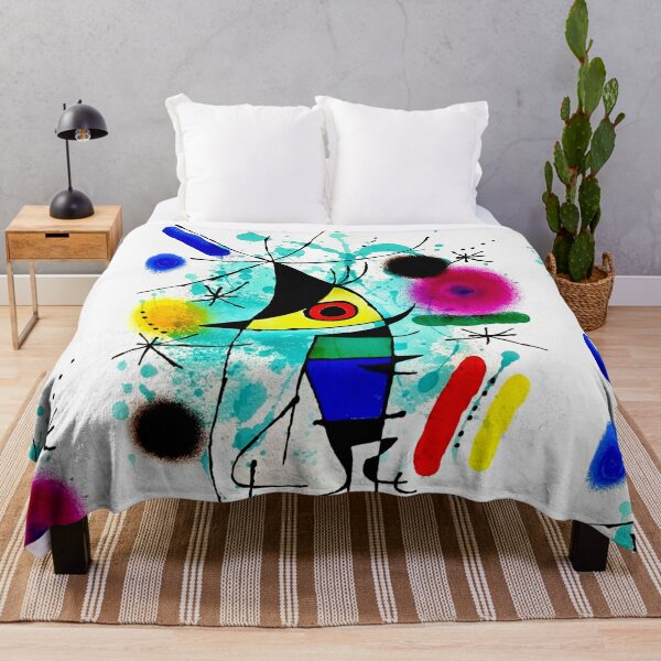Joan Miró - 'The Singing Fish' Abstract Surrealism Throw Blanket